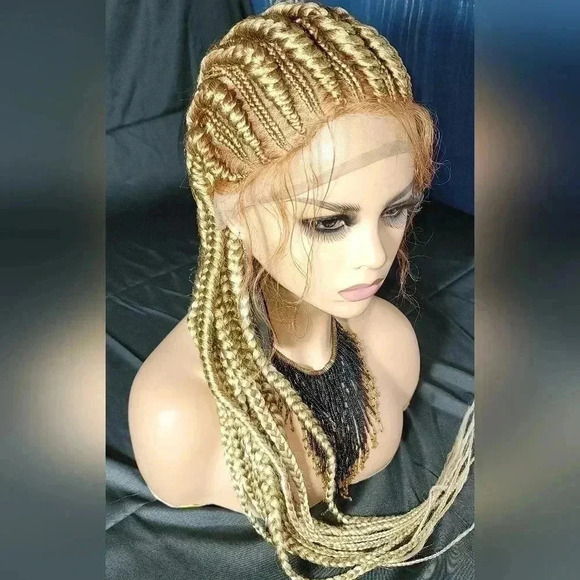 Braided wigs 100% handmade, long braids, blond wig stunning feeding cornrows,NWT - Picture 10 of 16